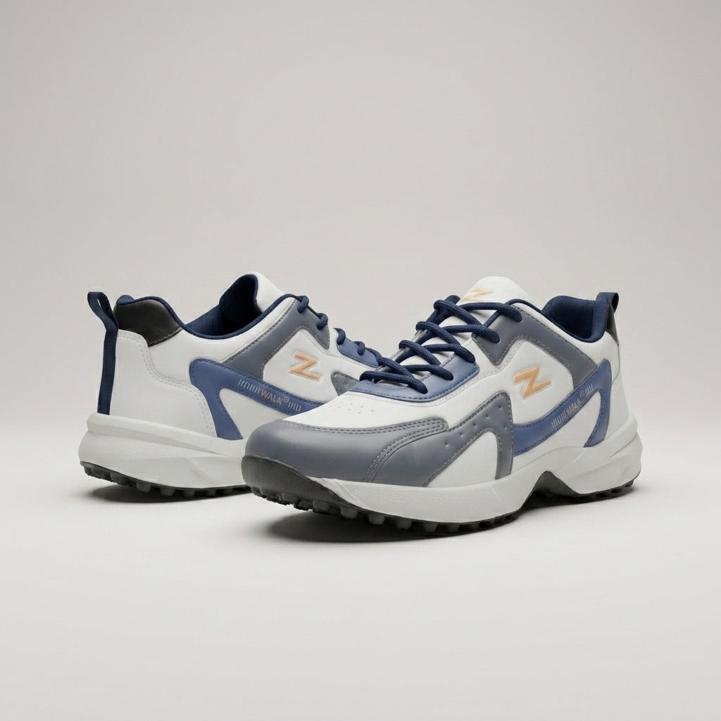 White Grey Navy Walk Sneakers