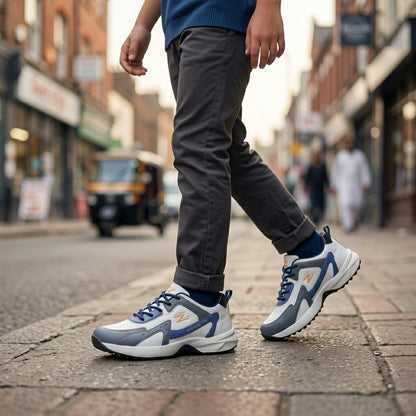 White Grey Navy Walk Sneakers