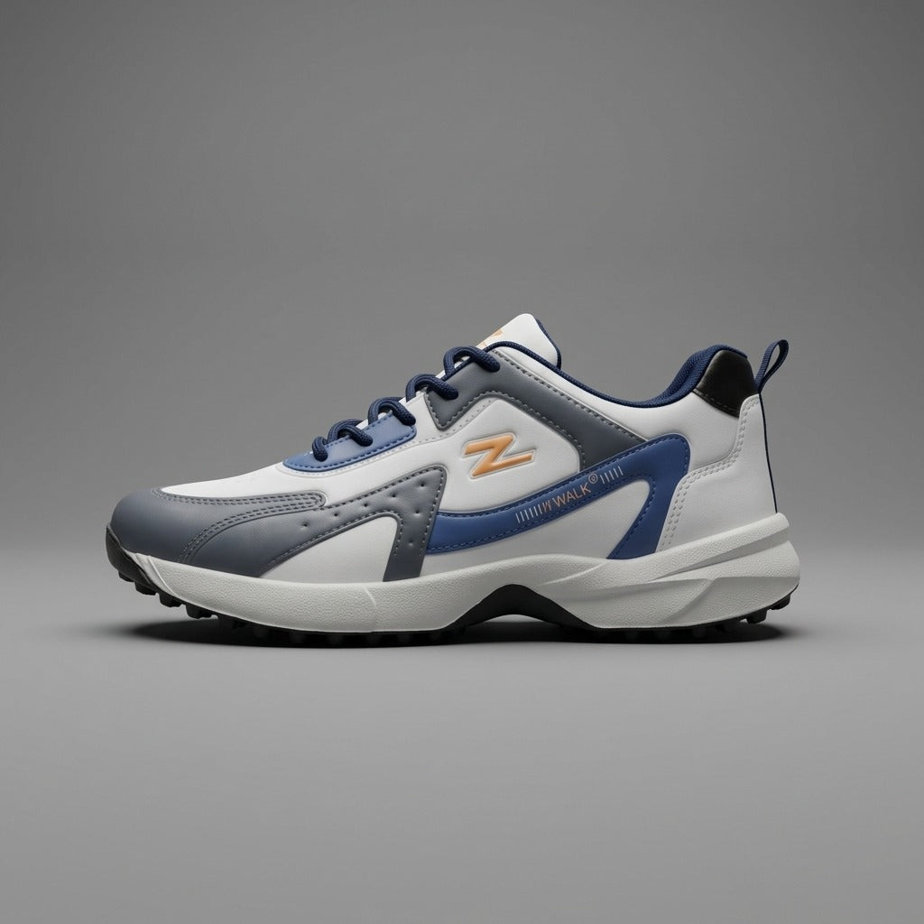 White Grey Navy Walk Sneakers