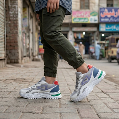 White Grey Sporty Sneakers