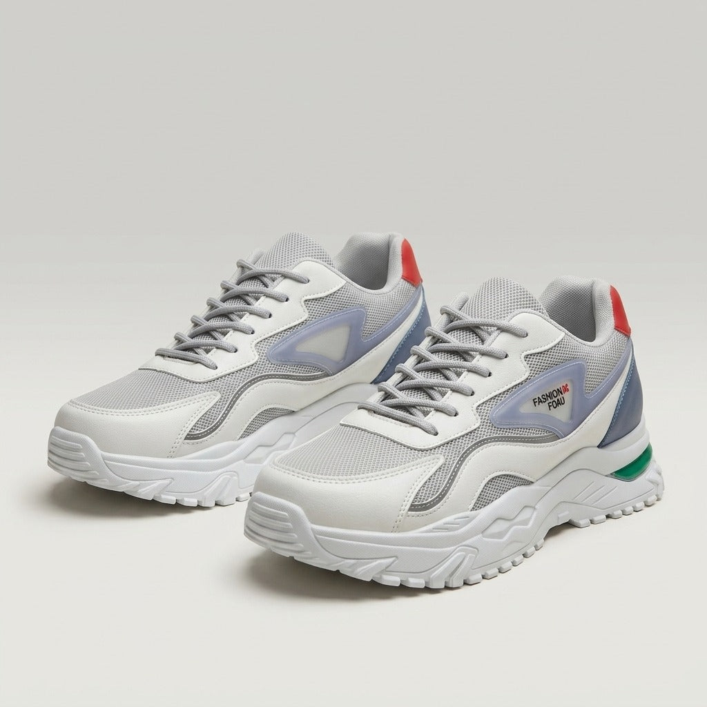 White Grey Sporty Sneakers