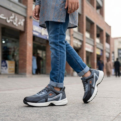 Black Grey Orange Walk Sneakers