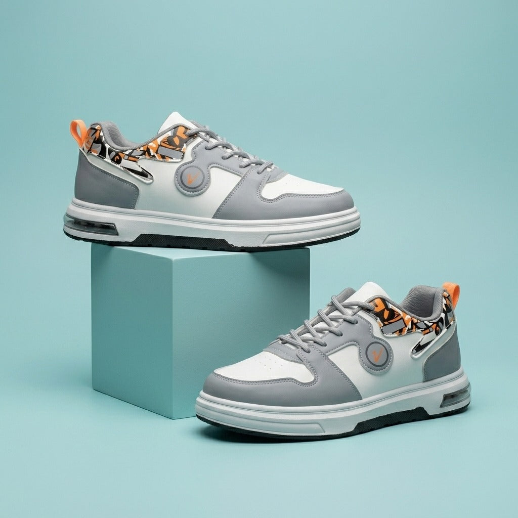 White Grey Orange Street Sneakers