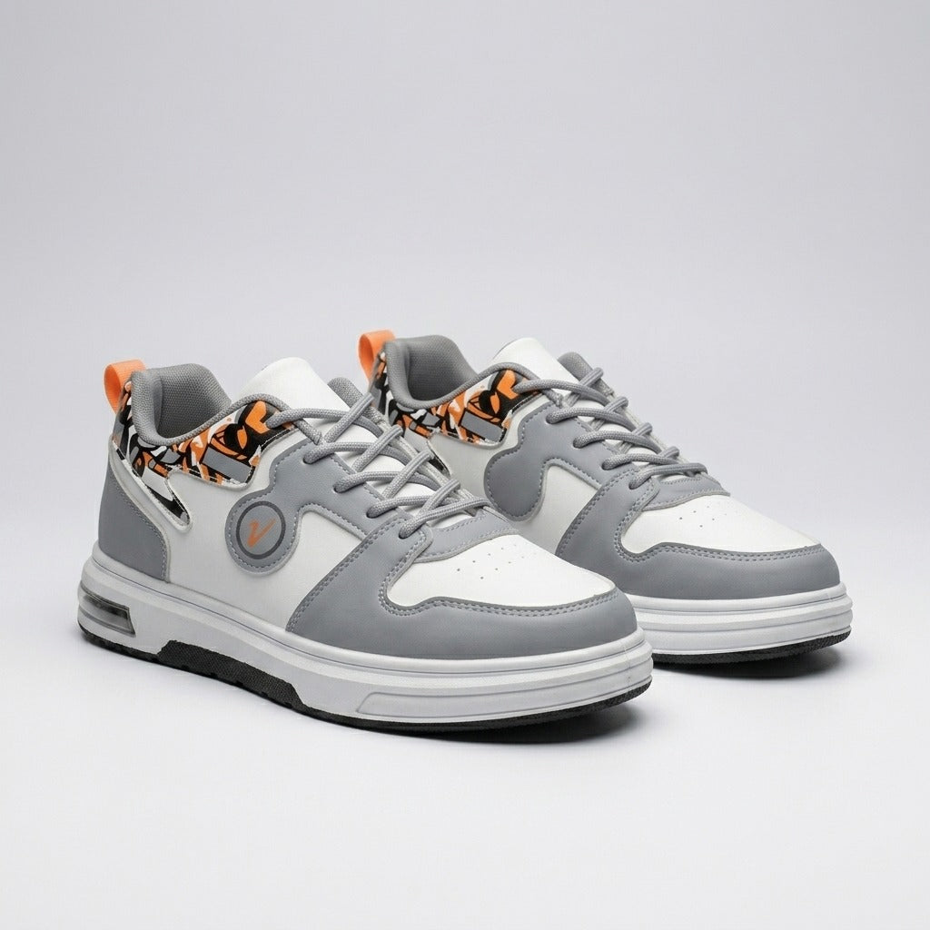 White Grey Orange Street Sneakers