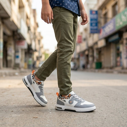 White Grey Orange Street Sneakers