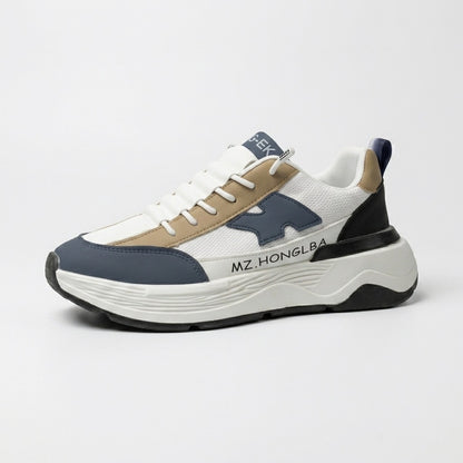 White Navy Beige Casual Sneakers