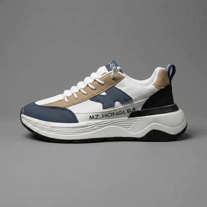White Navy Beige Casual Sneakers