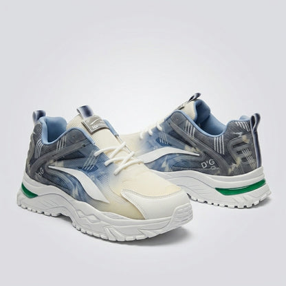 Cream Blue Sporty Sneakers