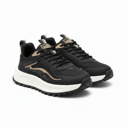 Elite Air: Men’s Luxury Black & Gold Sneakers