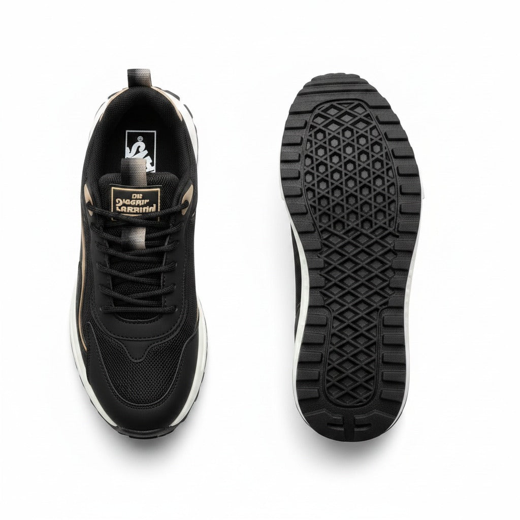 Elite Air: Men’s Luxury Black & Gold Sneakers